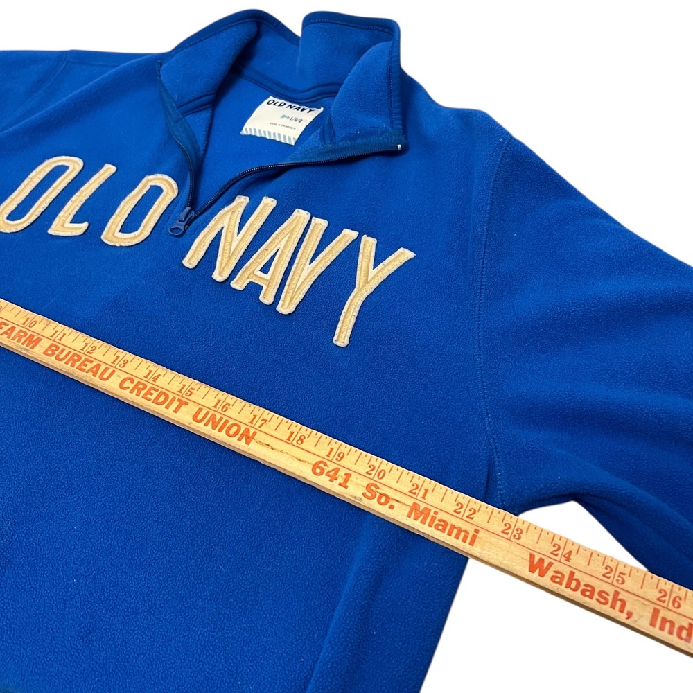 Old Navy Mens Blue Fleece Quarter Zip Pullover Long Sleeve Retro Size Large - Picture 3 of 6